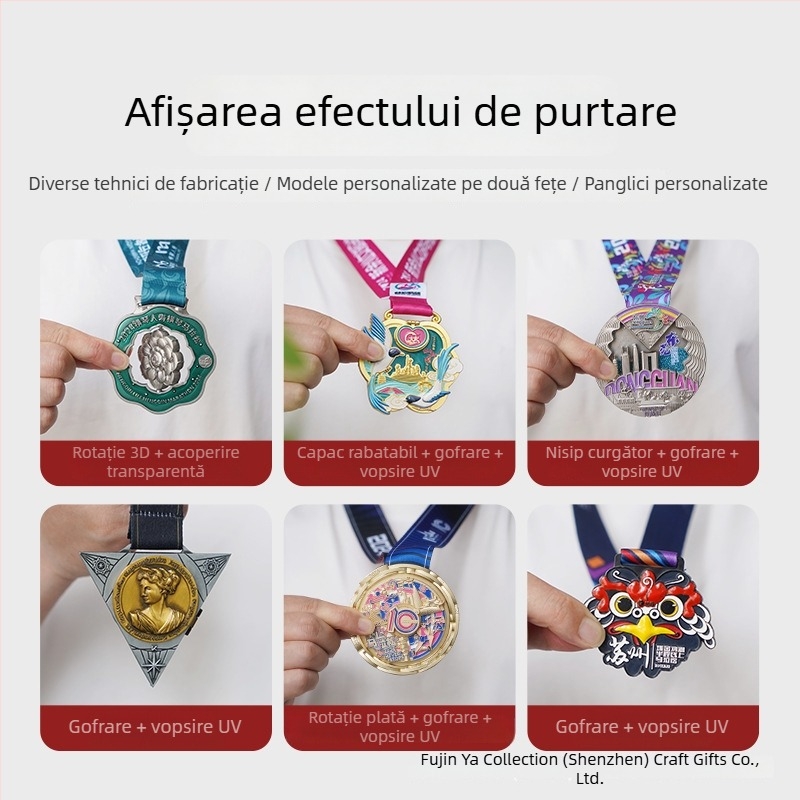 Medalie metalică de maraton pentru evenimente sportive școlare – alergare și ciclism – design de echipă personalizat