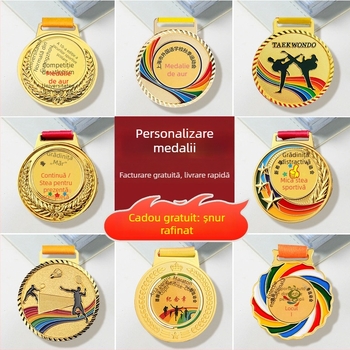 Medalie personalizată din aliaj de zinc cu finisaj emailat – maraton, medalie pentru grădiniță și copii