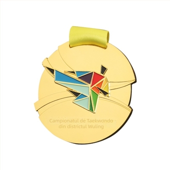 Medalie metalică emailată pentru competiția Taekwondo, eveniment sportiv și maraton – distincție comemorativă