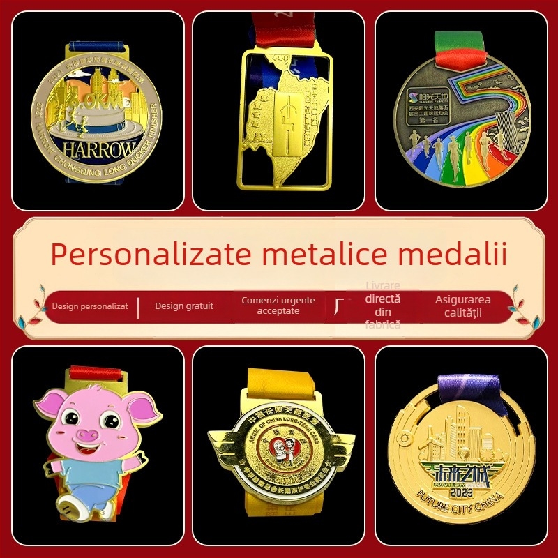 Medalie metalică personalizabilă pentru curse, maratoane și evenimente sportive