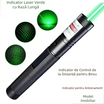 Lanternă laser 303 cu baterie reîncărcabilă, lampă laser cu cer înstelat, stilou pentru demonstrații educaționale pe masă de nisip, stilou antrenor cu indicator roșu și verde