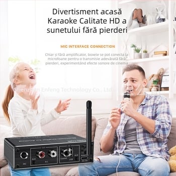Convertor USB pentru microfon, amplificator de sunet și difuzor, cu telecomandă și receptor Bluetooth 5.3