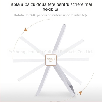 Tablă albă magnetică rotativă, cu două fețe, portabilă, cu cadru din aluminiu, pliabilă pentru copii