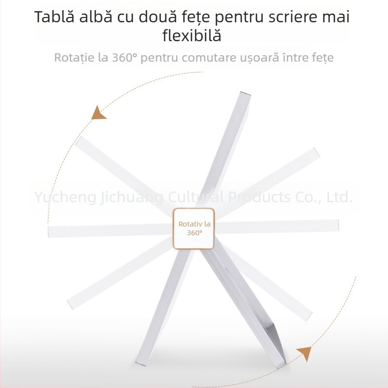 Tablă albă magnetică rotativă, cu două fețe, portabilă, cu cadru din aluminiu, pliabilă pentru copii