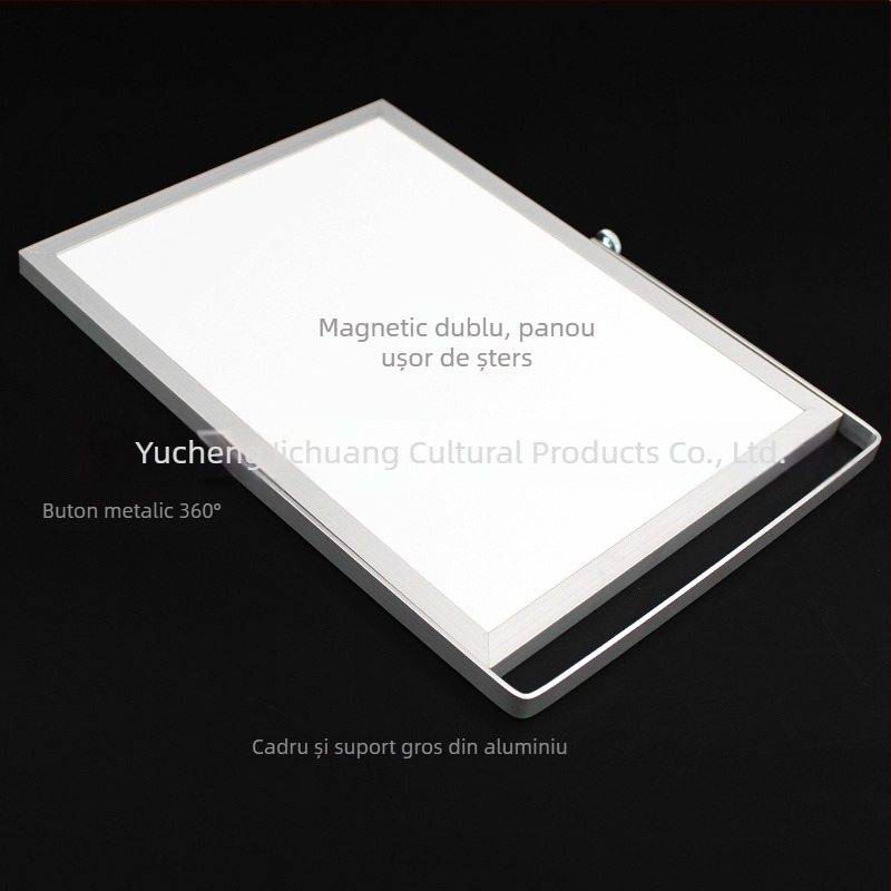 Tablă albă magnetică rotativă, cu două fețe, portabilă, cu cadru din aluminiu, pliabilă pentru copii