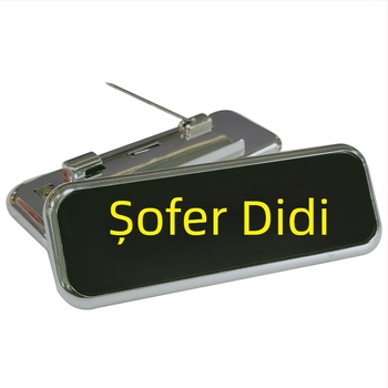 Insignă LED pentru șofer, din plastic, personalizabilă, cu închidere cu ac sau clipsă tip fluture