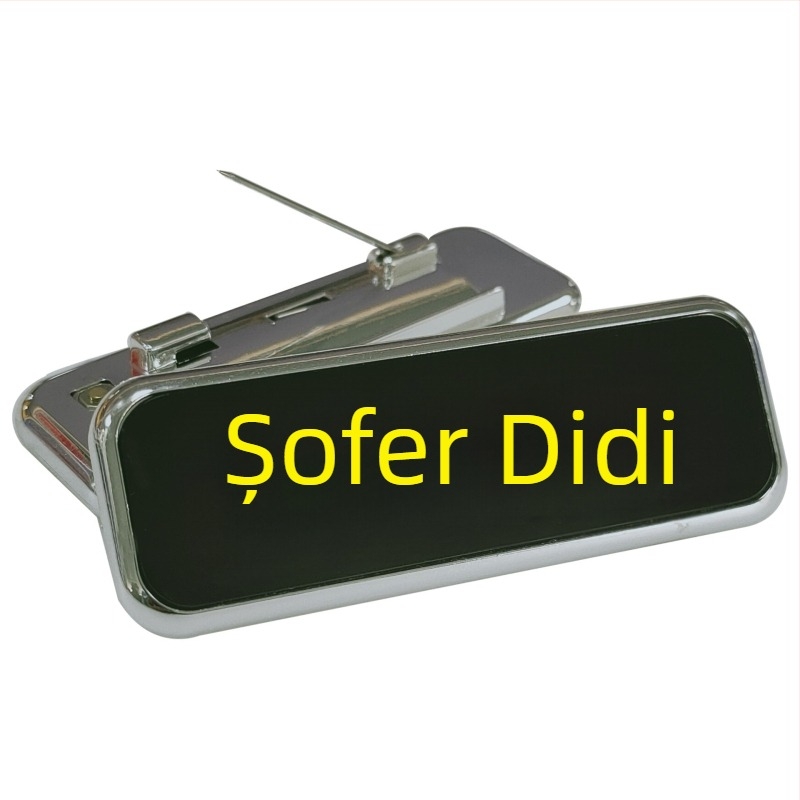 Insignă LED pentru șofer, din plastic, personalizabilă, cu închidere cu ac sau clipsă tip fluture