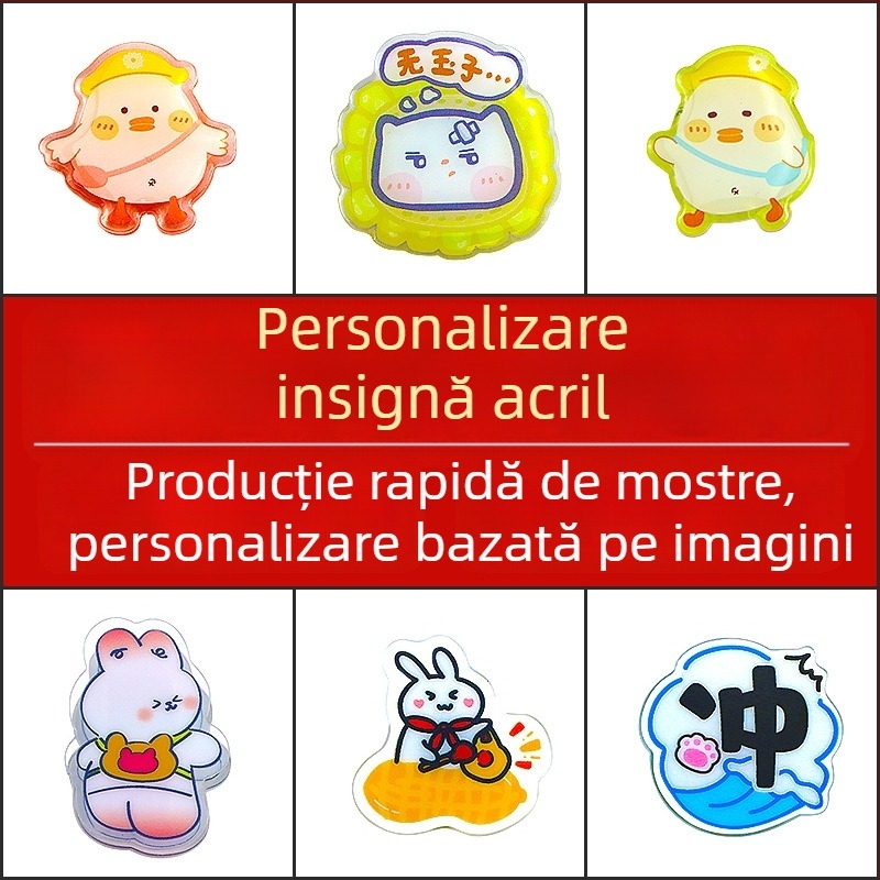 Insigne personalizate cu motive de desene animate, plăcuțe acrilice cu nume, broșe și ace, accesorii pentru design DIY