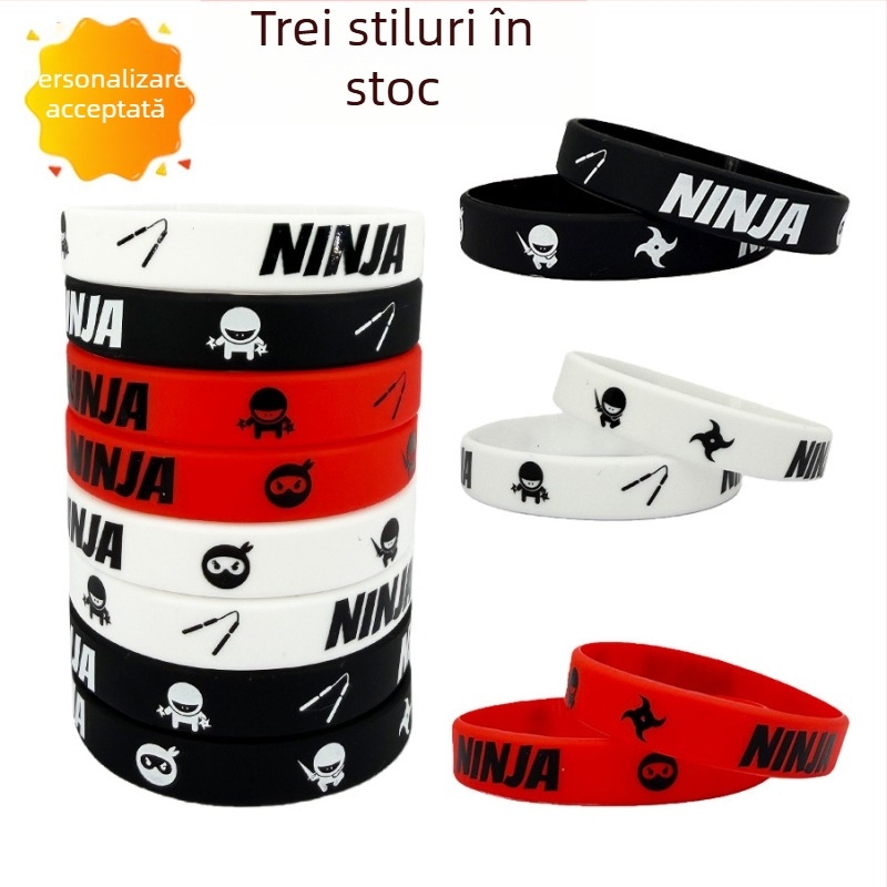 Brățară de silicon cu imprimare Ninja, design colorat pentru petreceri, personalizabilă