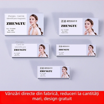 Insignă acrilică transparentă cu ac — suport pentru card de identificare, cu inserții