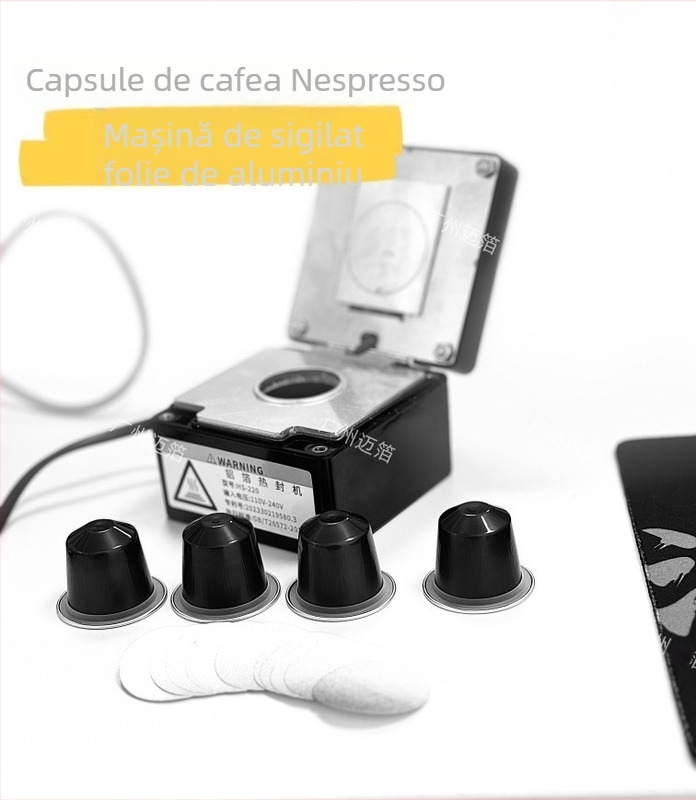 Mașină compactă de sigilat capsule de cafea din folie de aluminiu