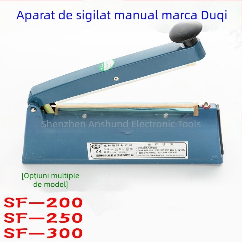 Duoqi SF-200/300 Mașină de sigilat cu film, manuală, pentru uz casnic – sigilează pungi din plastic/folie de aluminiu