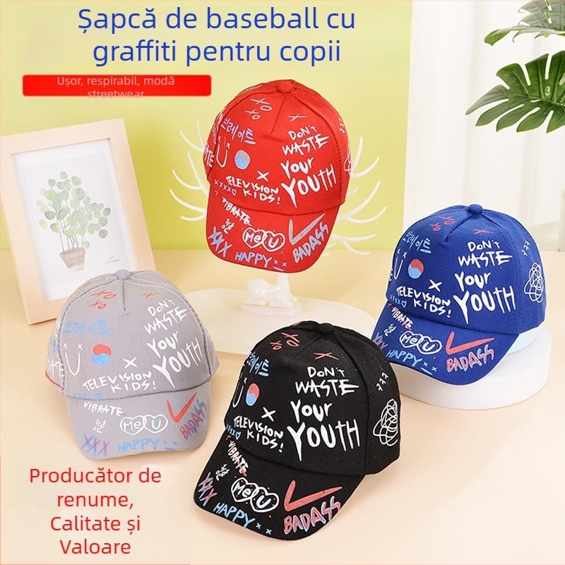 Șapcă de vară pentru copii, cu cozoroc, stil coreean, baseball cu protecție UV, design drăguț desen animat, pentru 4-6 ani
