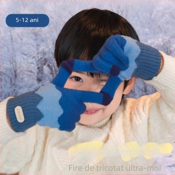 Mănuși pentru copii cu cinci degete, călduroase, căptușite cu fleece, pentru băieți și fete