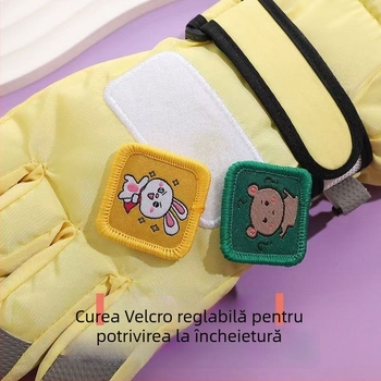 Mănuși de schi pentru copii, iarnă, impermeabile și călduroase, cu cinci degete, pentru activități în aer liber în zăpadă