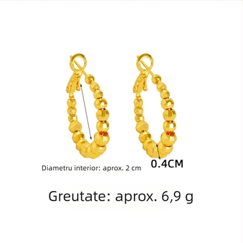 Cercei placati cu aur antic în stil european și american, cu mărgele geometrice – bijuterii elegante, de înaltă clasă care nu se decolorează