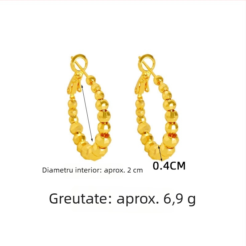 Cercei placati cu aur antic în stil european și american, cu mărgele geometrice – bijuterii elegante, de înaltă clasă care nu se decolorează