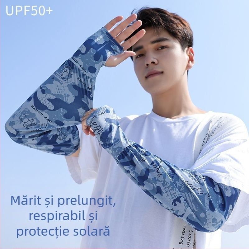 Manșete camuflate cu protecție UV, din material ice silk, pentru vară, activități în aer liber, pescuit și ciclism, design imprimat