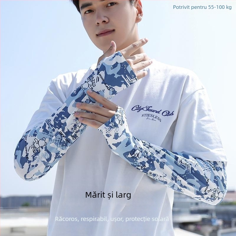 Manșete camuflate cu protecție UV, din material ice silk, pentru vară, activități în aer liber, pescuit și ciclism, design imprimat