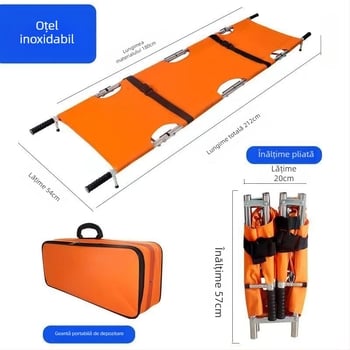 Targă pliabilă din aliaj de aluminiu pentru intervenții de urgență; targă de ambulanță din oțel inoxidabilă