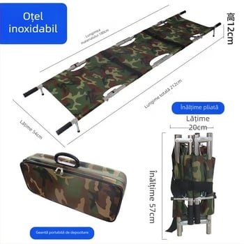 Targă pliabilă din aliaj de aluminiu pentru intervenții de urgență; targă de ambulanță din oțel inoxidabilă