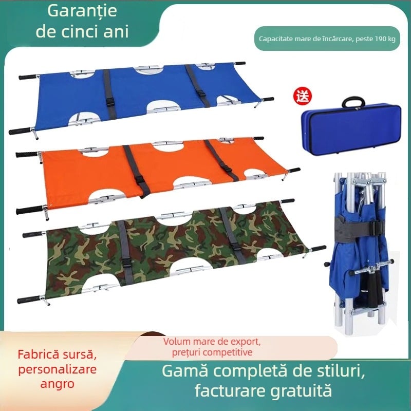 Targă pliabilă din aliaj de aluminiu pentru intervenții de urgență; targă de ambulanță din oțel inoxidabilă