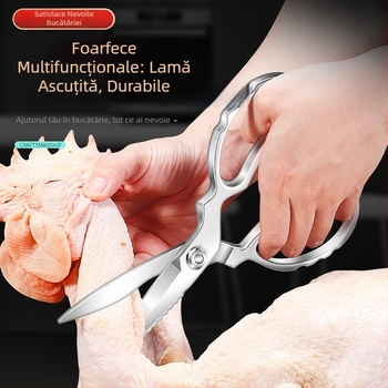 Foarfece de bucătărie din oțel inoxidabil — lame groase, multifuncționale pentru oase, carne, legume și alimente