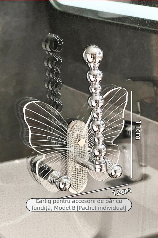 Cuier de păr pentru baie, cu prindere puternică, fără găuri, design luxos