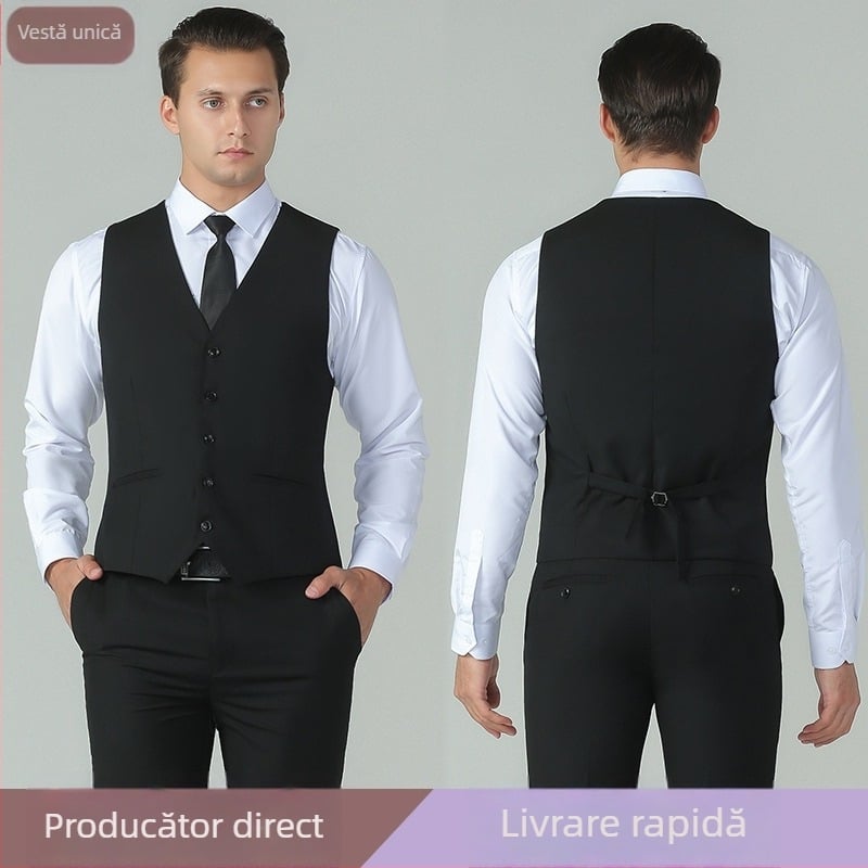 Vesta bărbați slim-fit, stil coreean, vestă de costum pentru evenimente formale și nunți
