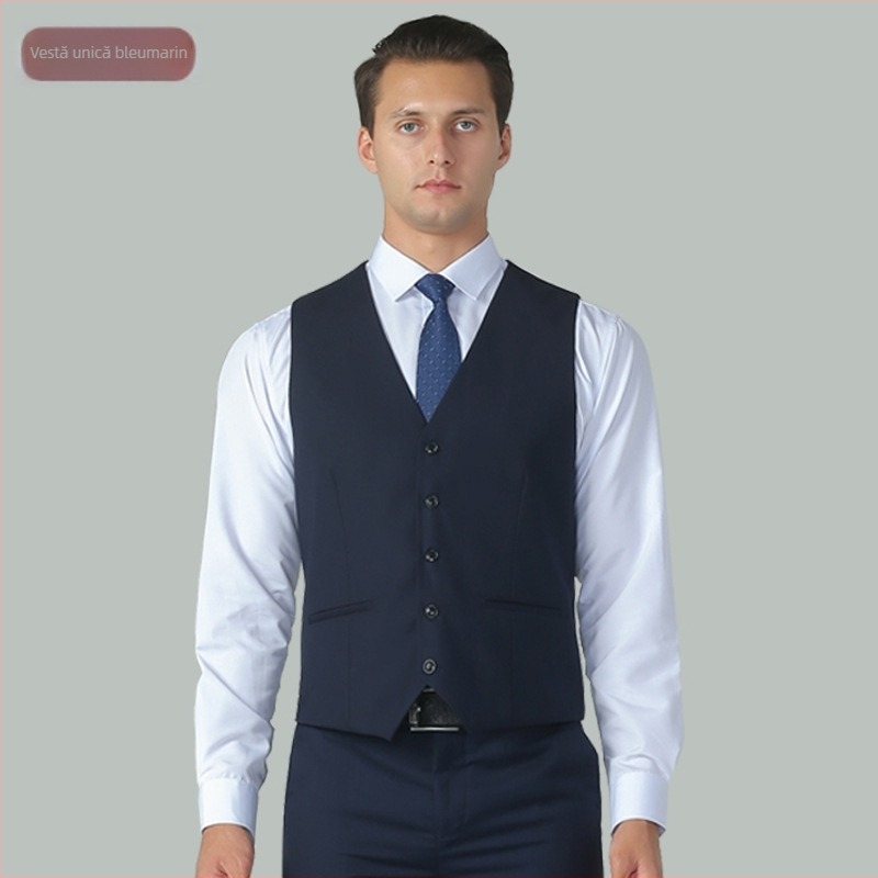 Vesta bărbați slim-fit, stil coreean, vestă de costum pentru evenimente formale și nunți