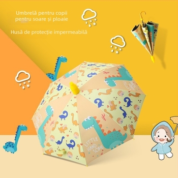 Umbrelă mare impermeabilă pentru copii, deschidere automată, tijă dreaptă, 8 arce, design desen animat