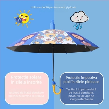 Umbrelă mare impermeabilă pentru copii, deschidere automată, tijă dreaptă, 8 arce, design desen animat