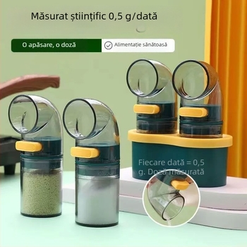 Recipient din plastic pentru condimente, cu dozator de sare — dozare precisă în bucătărie, pentru uz casnic