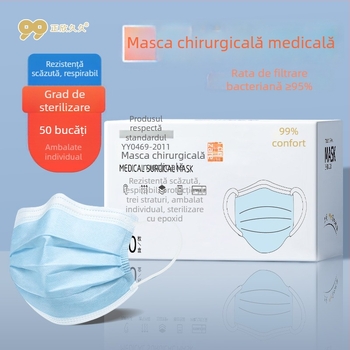 Măști chirurgicale sterile, de unică folosință, ambalate individual, în cutie pentru uz spitalicesc