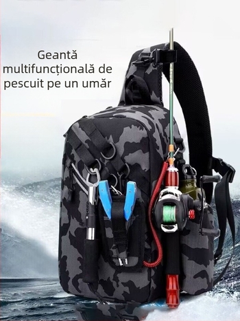 Geantă multifuncțională pentru năluci, cu brățară de talie și curea de umăr, impermeabilă, pentru depozitarea echipamentului de pescuit