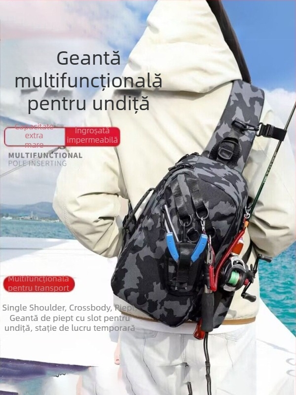 Geantă multifuncțională pentru năluci, cu brățară de talie și curea de umăr, impermeabilă, pentru depozitarea echipamentului de pescuit