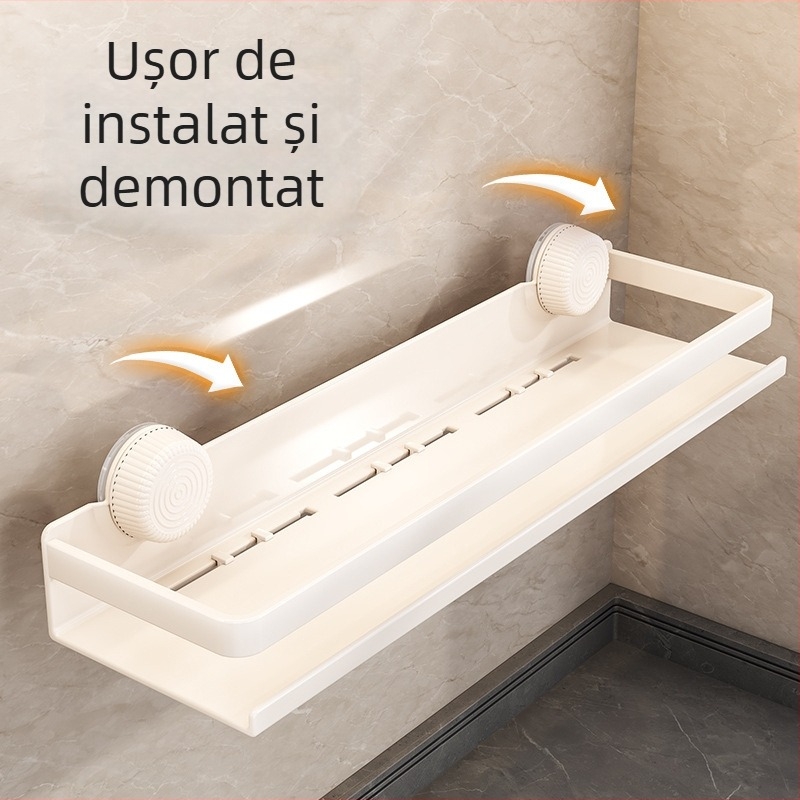 Raft de condimente montat pe perete, cu ventuză, fără găuri, organizator multifuncțional pentru sare și condimente, din oțel-carbon, alb sau gri, stil modern minimalist, cu cârlige
