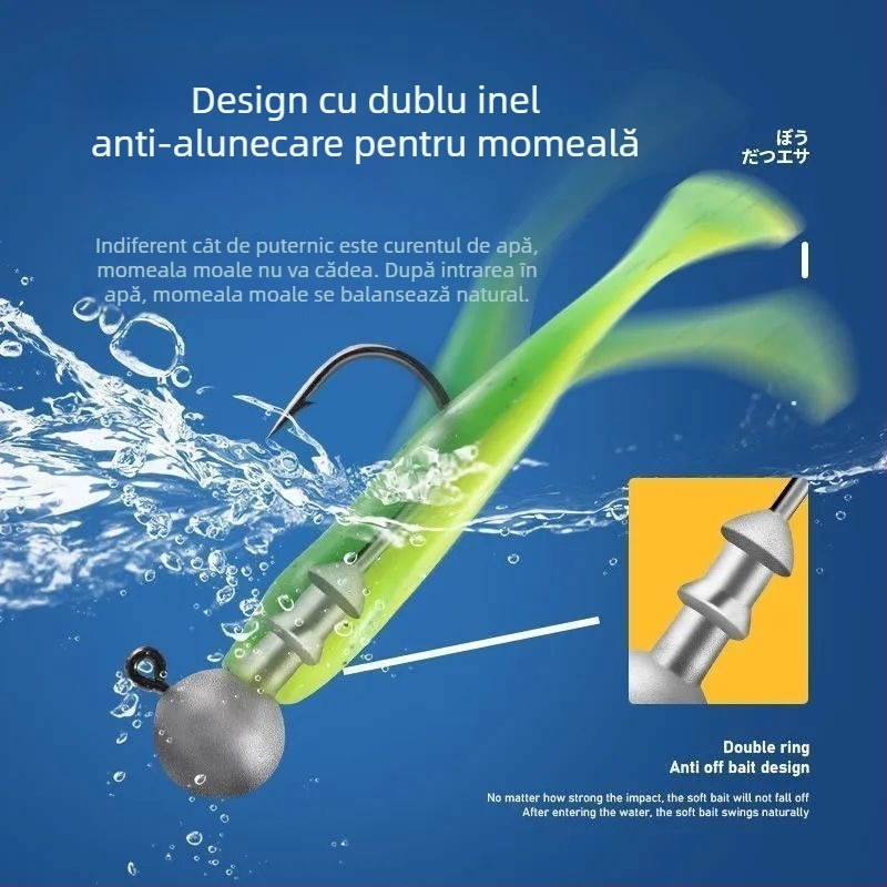 Set de năluci cu cap de plumb, 50 buc., versiune îmbunătățită, anti-agățare la fund, năluci artificiale pentru biban