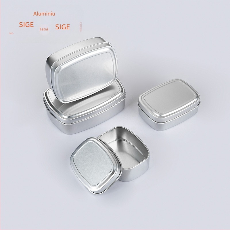 Borcan dreptunghiular din aluminiu pentru lumânări DIY de aromaterapie, recipient metal sigilat, gol