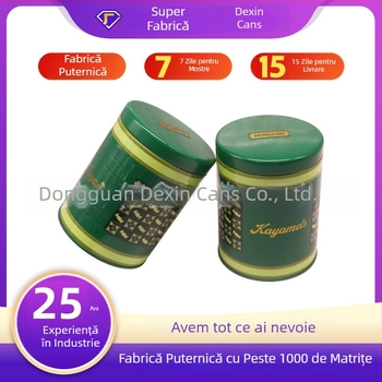 Cutie metalică rotundă, sigilată, pentru ceai, 90×120 mm, personalizare disponibilă