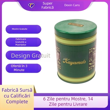 Cutie metalică rotundă, sigilată, pentru ceai, 90×120 mm, personalizare disponibilă