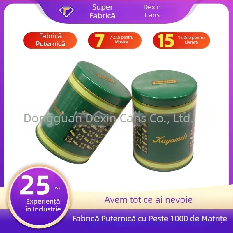Cutie metalică rotundă, sigilată, pentru ceai, 90×120 mm, personalizare disponibilă