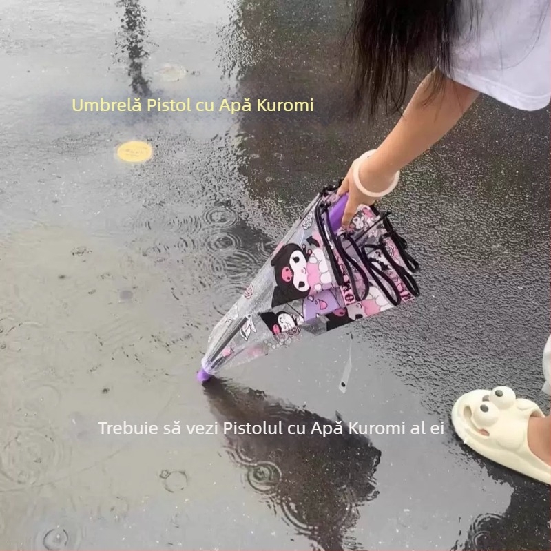 Umbrelă transparentă cu pistol de apă, sistem de pulverizare trasă, tijă dreaptă, mâner lung, jucărie pentru copii, presiune înaltă, rază lungă