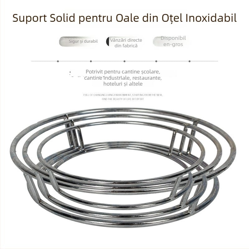 Suport wok din oțel inoxidabil ne-magnetic, inel termoizolant, raft bucătărie din țeavă circulară solidă