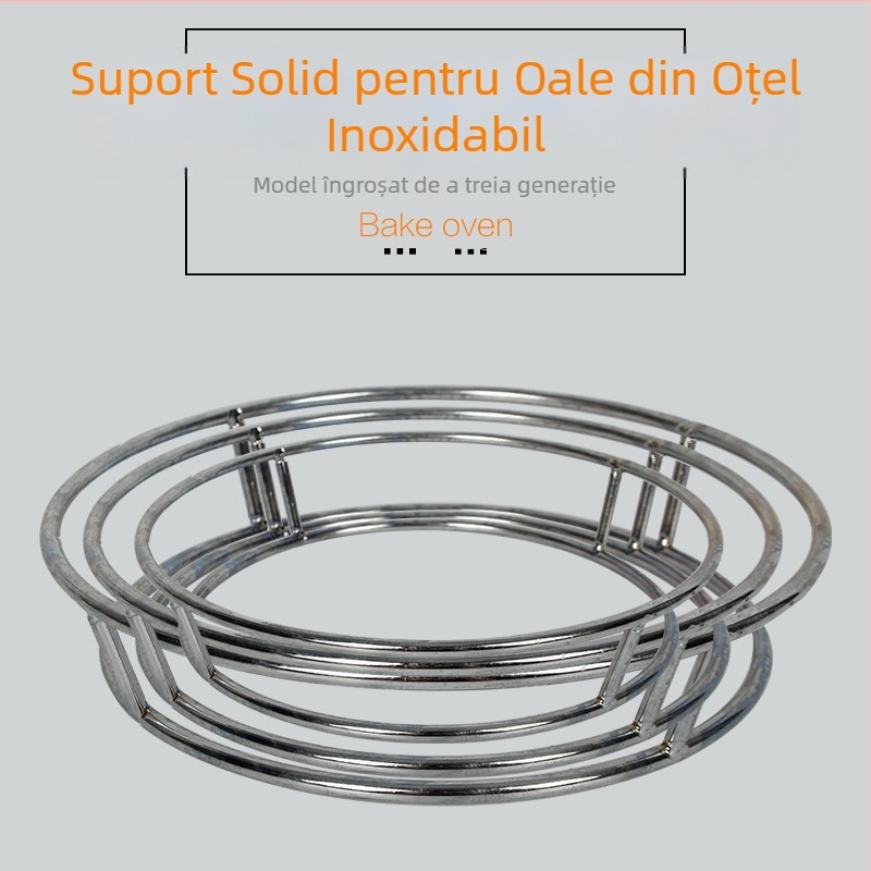 Suport wok din oțel inoxidabil ne-magnetic, inel termoizolant, raft bucătărie din țeavă circulară solidă