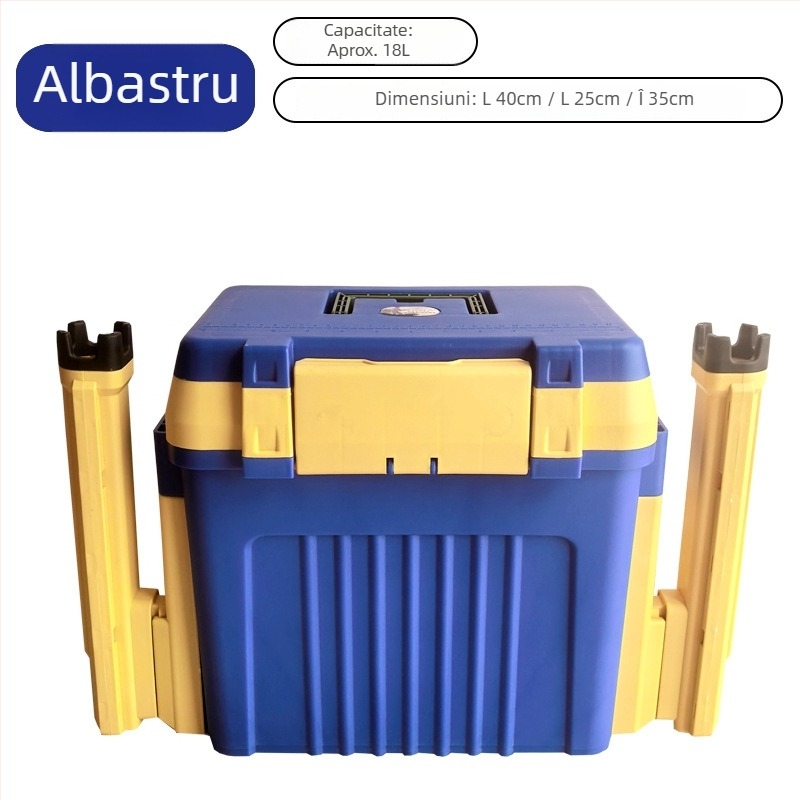 Cutie pentru accesorii de pescuit cu închidere automată, multifuncțională, spațiu mare pentru momeli, pentru pescuit în mare, poate fi folosită și ca șezut