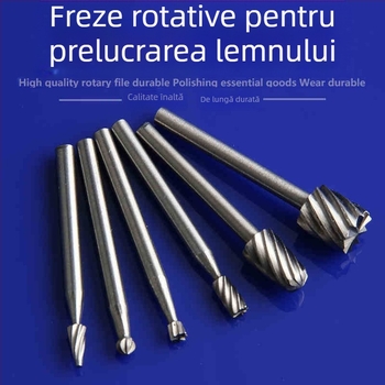 Set universal pentru bormașină: fiși rotativi și freze din oțel rapid; fișe cu dinți mici pentru prelucrarea lemnului și sculptură în rădăcini – accesorii de șlefuire