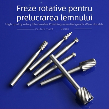 Set universal pentru bormașină: fiși rotativi și freze din oțel rapid; fișe cu dinți mici pentru prelucrarea lemnului și sculptură în rădăcini – accesorii de șlefuire