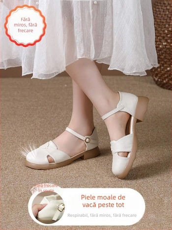 Sandale pentru femei cu o singură curea, vârf pătrat, stil roman, confortabile și versatile