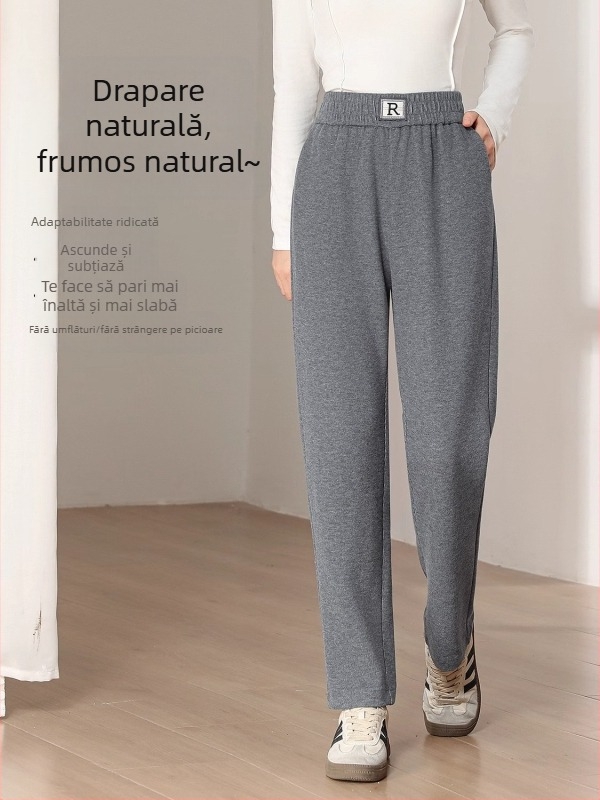 Pantaloni jogger pentru femei, talie înaltă, stil toamnă-iarna, mărime mică, gri casual haarem, 2025 model
